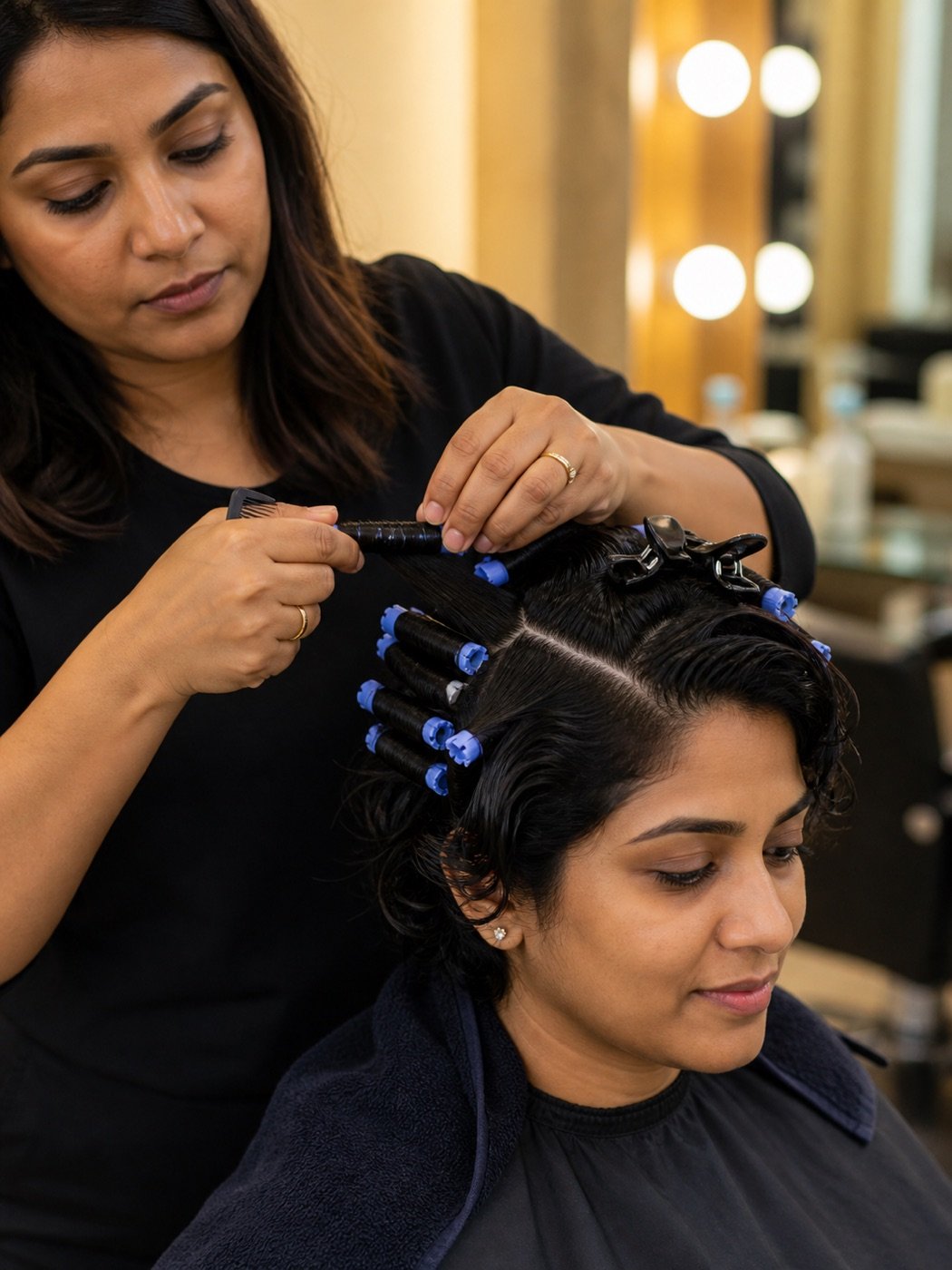 Cold perm process and defined curls on Indian hair