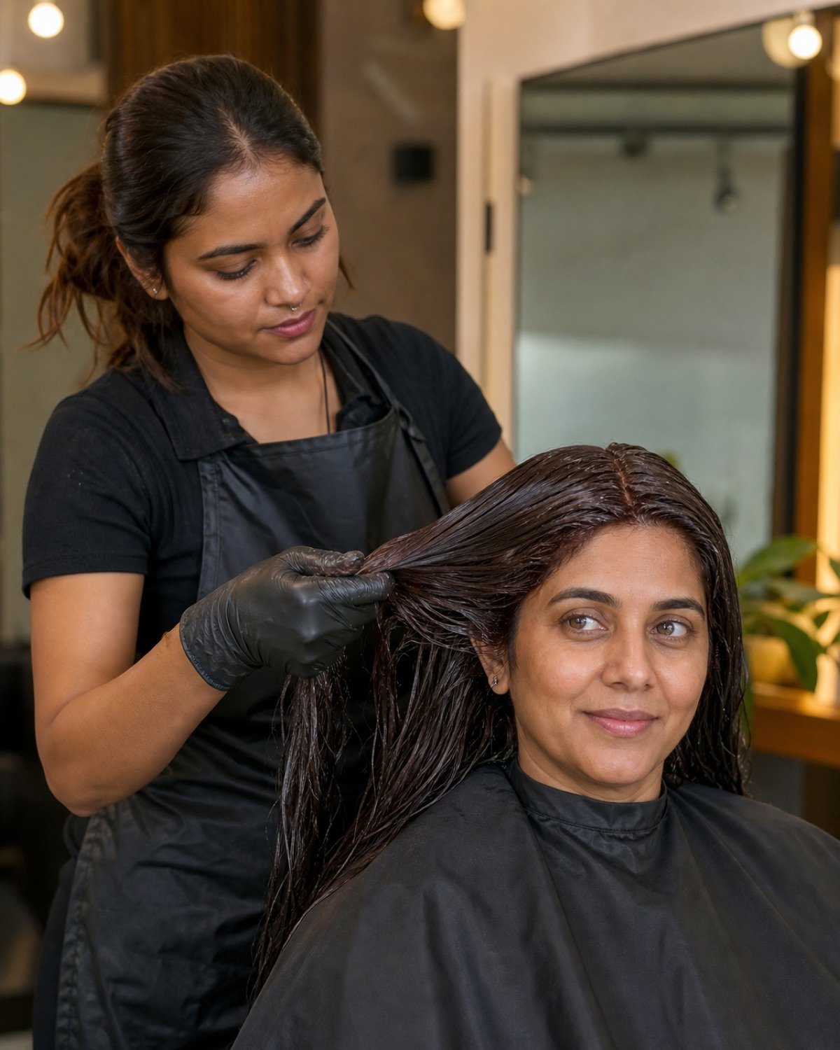 Evenly saturated global colour processing through Indian hair