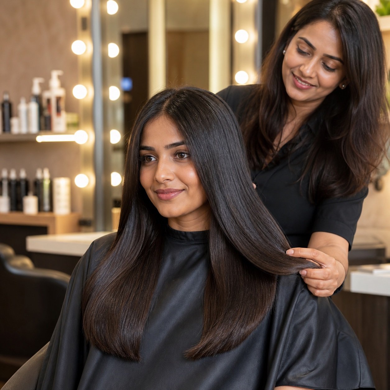 Smooth repaired Indian hair after treatment