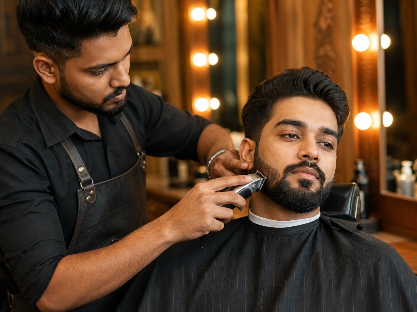 Mens grooming haircut and beard detail