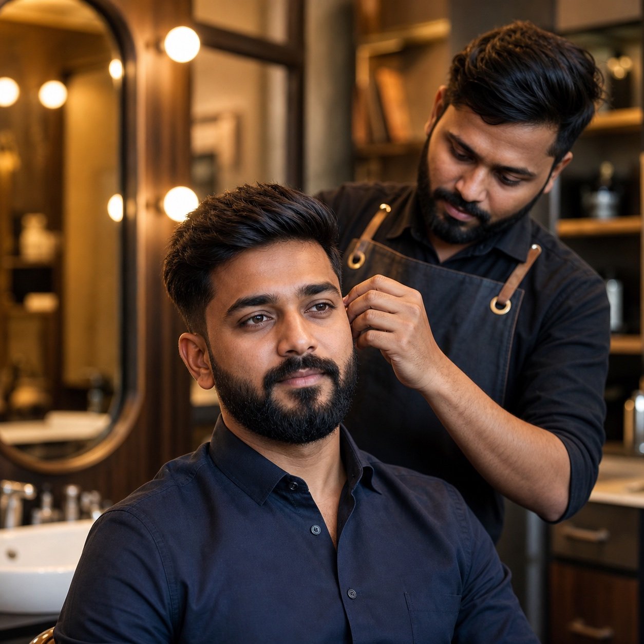 Indian client after haircut and beard styling at Plum & Sugar HSR Layout