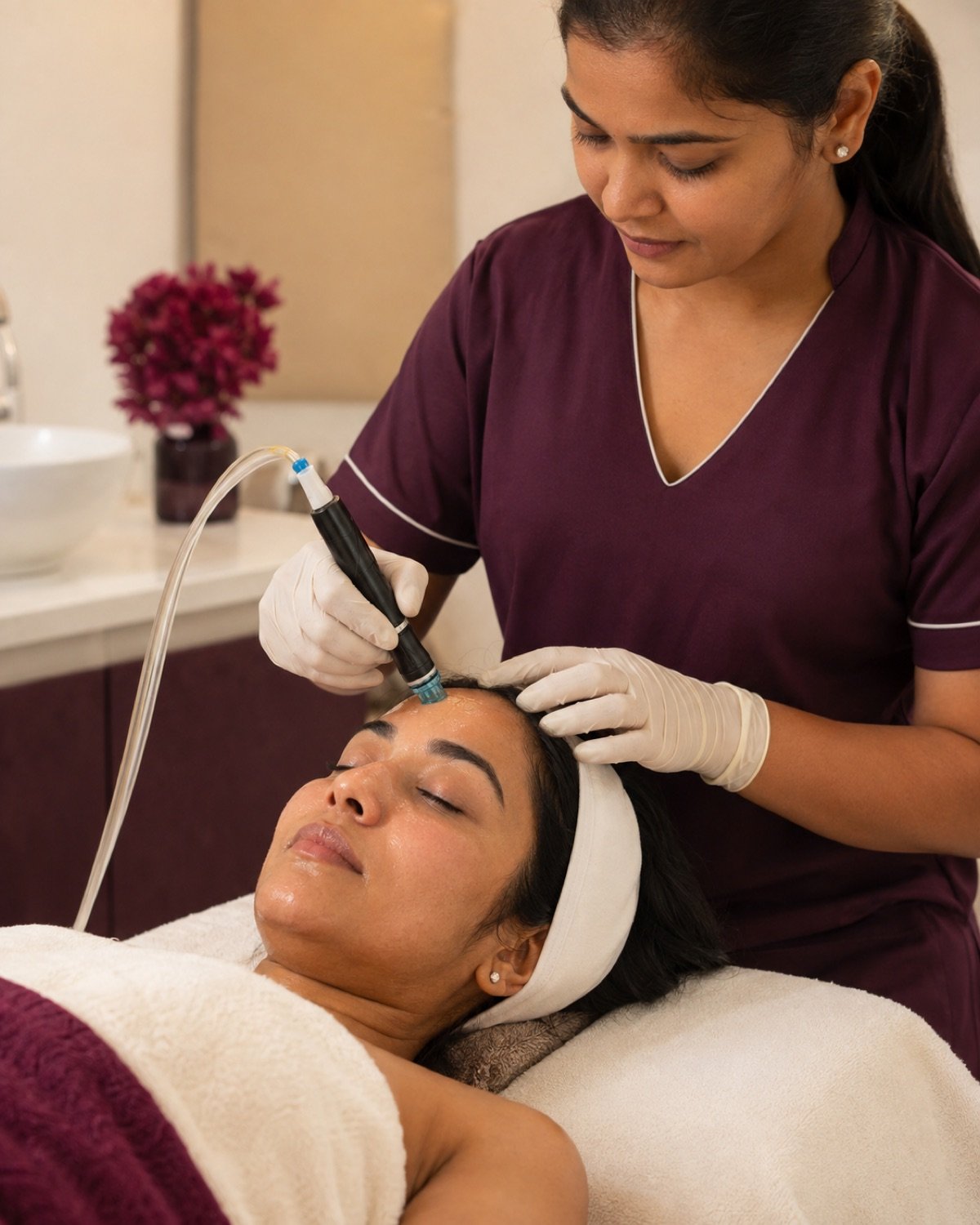 Gentle machine-assisted cleansing on Indian skin