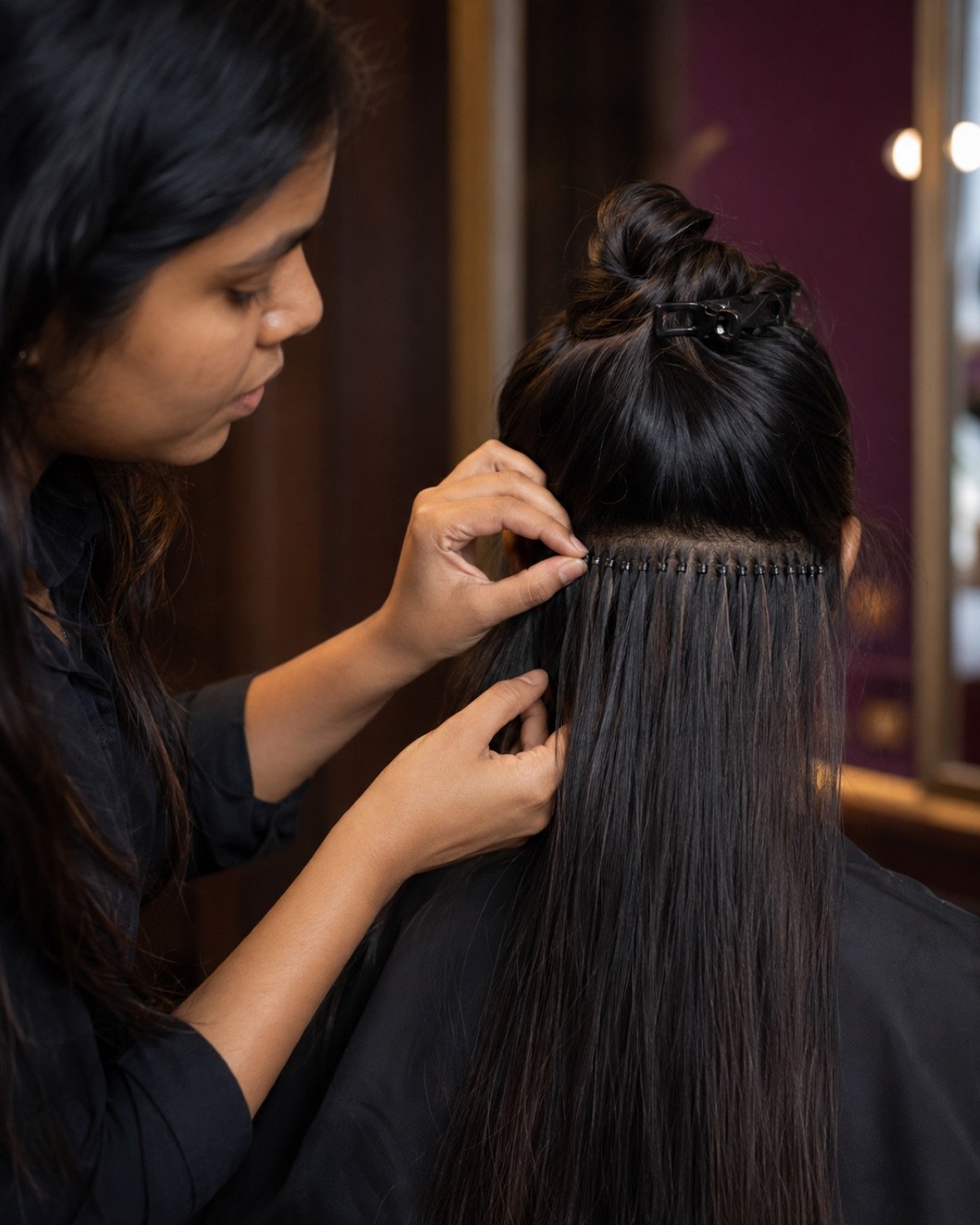 Even spacing and tension check on fine Indian hair