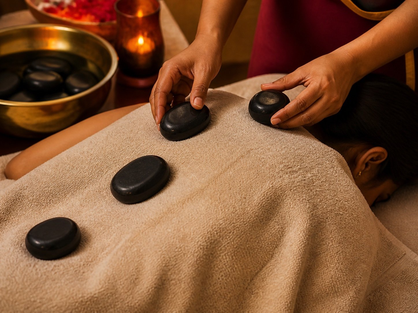 Hot stone therapy detail